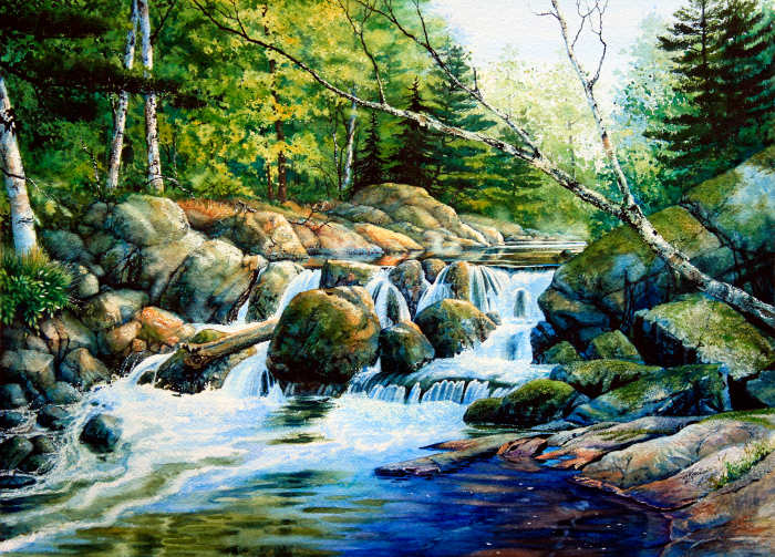 waterfall landscape painting