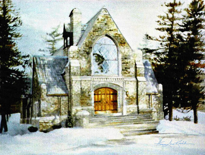 painting of Blenheim Chapel Cambridge