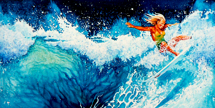 little surfer girl wall mural