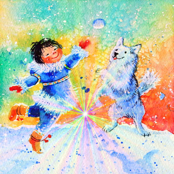 child with dog painting for preschoolers