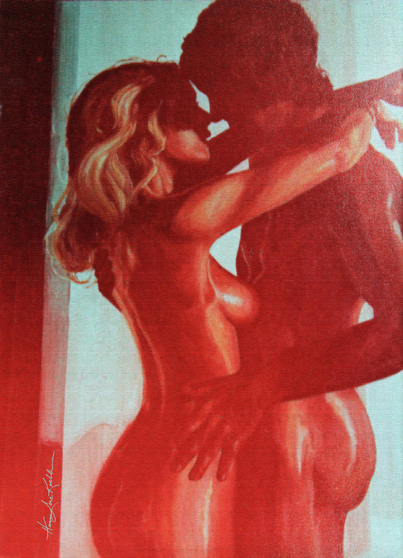 man and woman love painting