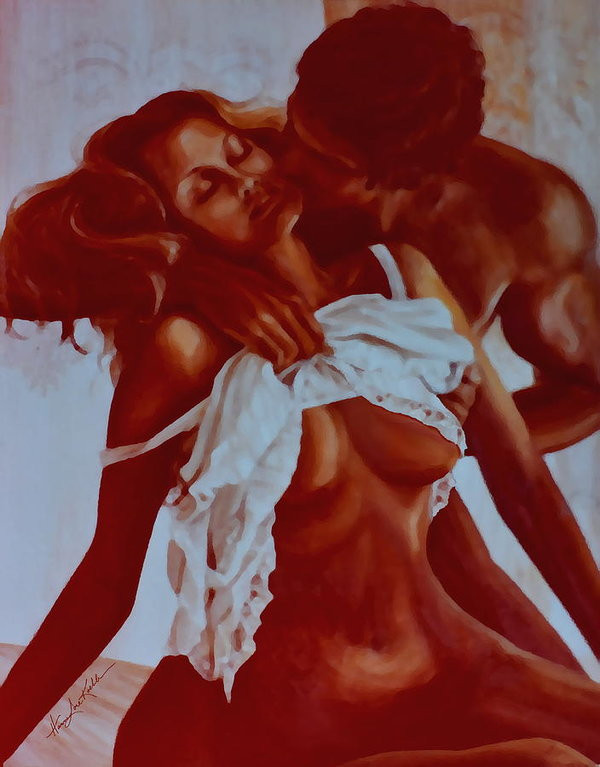 man and woman love painting