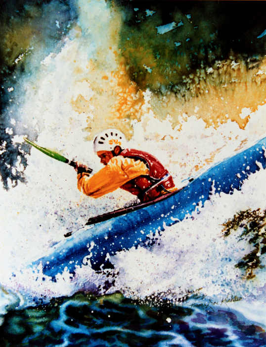 white water kayak painting