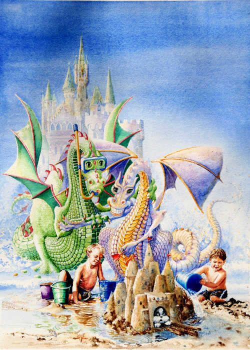 painting of children playing on the beach