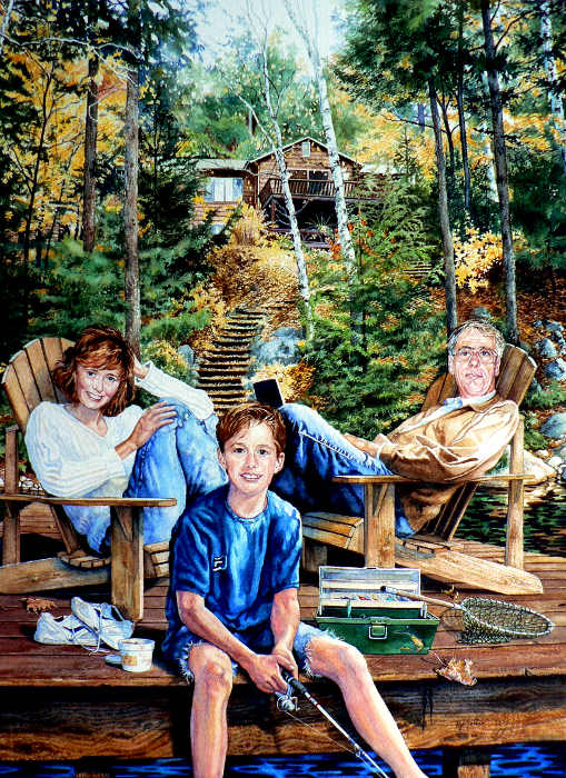 family portrait on the dock