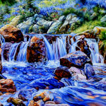Spring Fresh Waterfall Painting