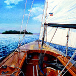 sailboat in Muskoka lake sunset