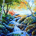 waterfall painting