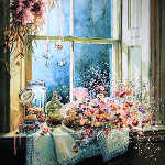 still life painting of objects on window sill