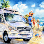 family camping fun at the lake