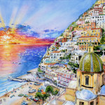 Positano Sunset Painting