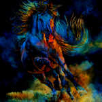 colorful digital manipulation of oil painting