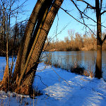 art photo of riverbank sunset