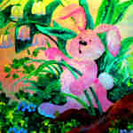 bunny in garden painting for kids