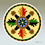 Pennsylvania Dutch Oak Hex Folk Art