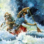 white water canoe art