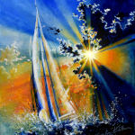 Sailboat In Silver Lining Sunset