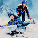 painting of children skating