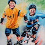 children skating on inline skates