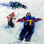 painting of children playing in snow