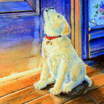 portrait of a howling puppy